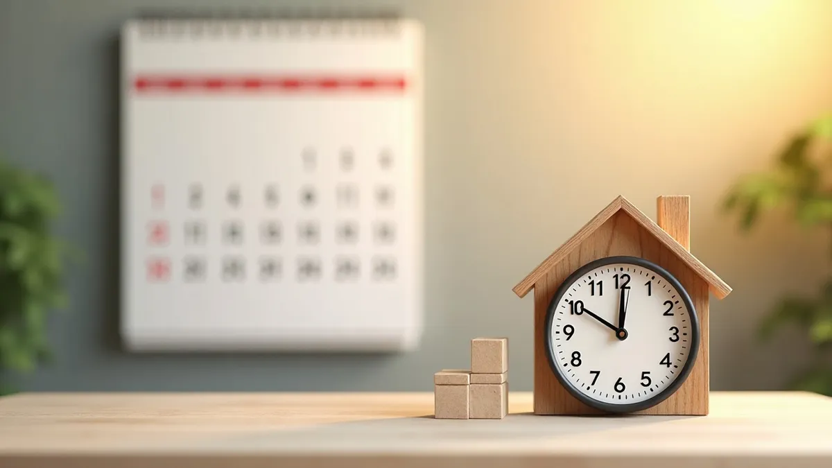 Calendario y maqueta de casa representando la validez del certificado