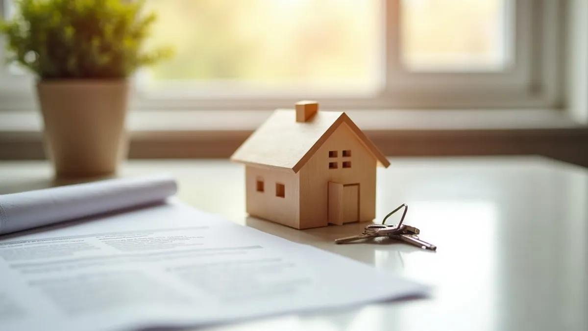 Maqueta de vivienda con llaves y certificado, asociado al inmueble
