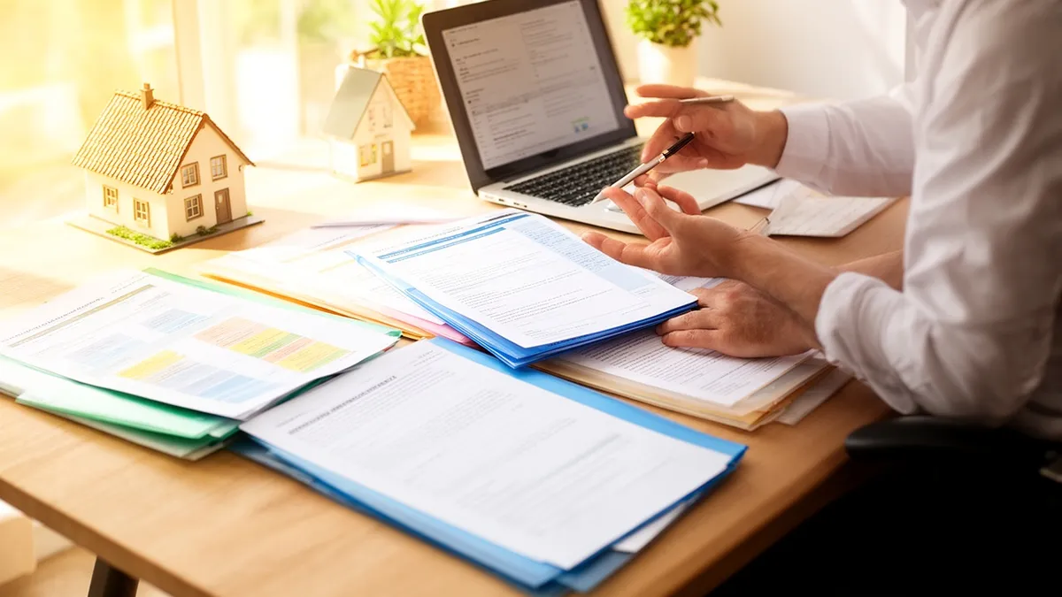 Persona comparando opciones y documentos para elegir empresa de certificado energético