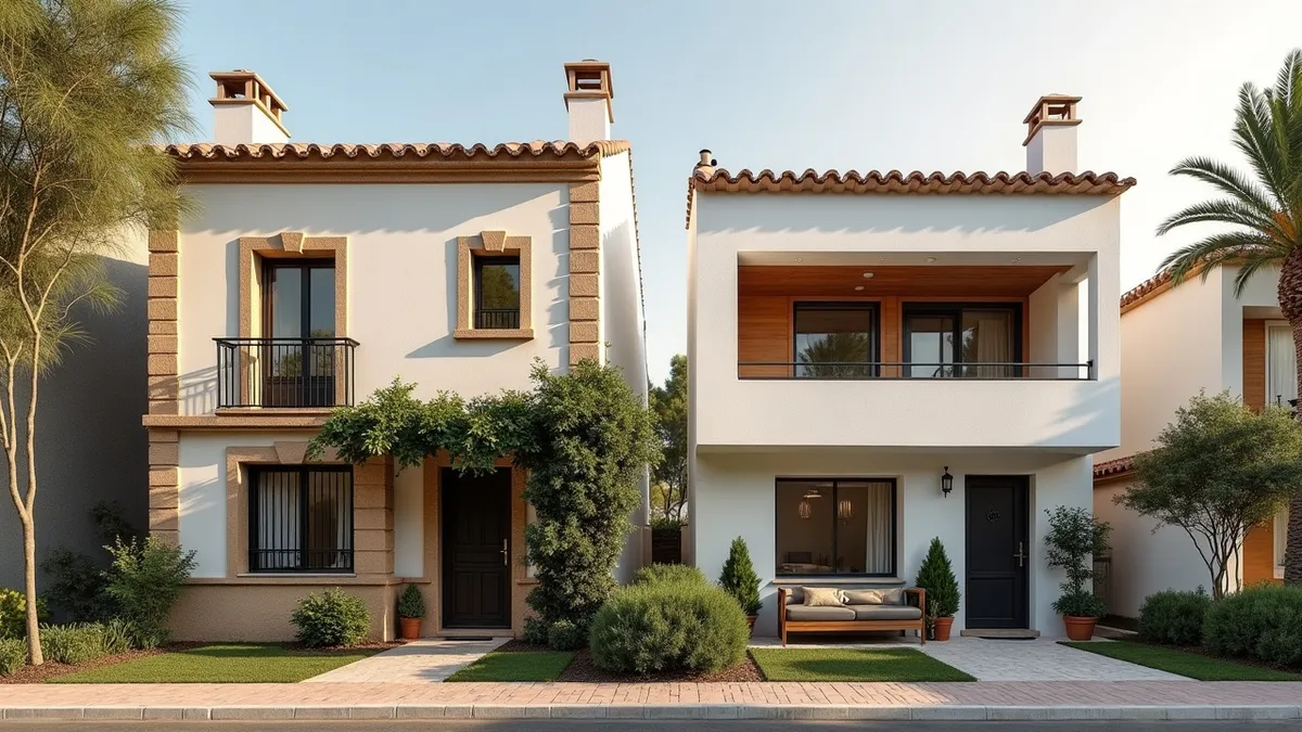 Una casa antigua junto a una vivienda nueva eficiente: la eficiencia según el año de construcción