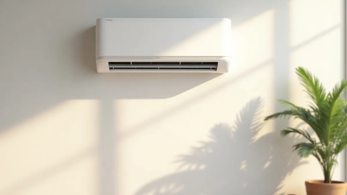 Unidad interior de aire acondicionado split en un salón luminoso: tipos de refrigeración